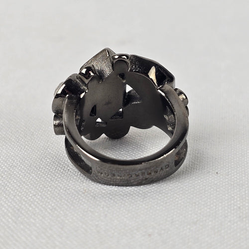 Dyrberg Kern Black & Silver Faceted Stone Statement Ring 7