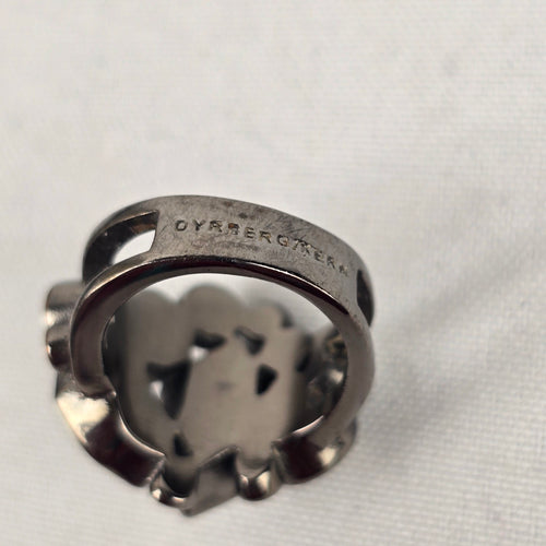 Dyrberg Kern Black & Silver Faceted Stone Statement Ring 7