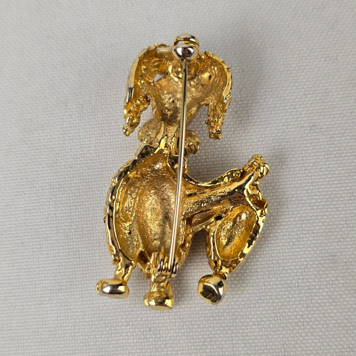 Vintage Gold Tone Poodle Dog Brooch