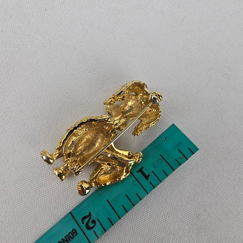 Vintage Gold Tone Poodle Dog Brooch