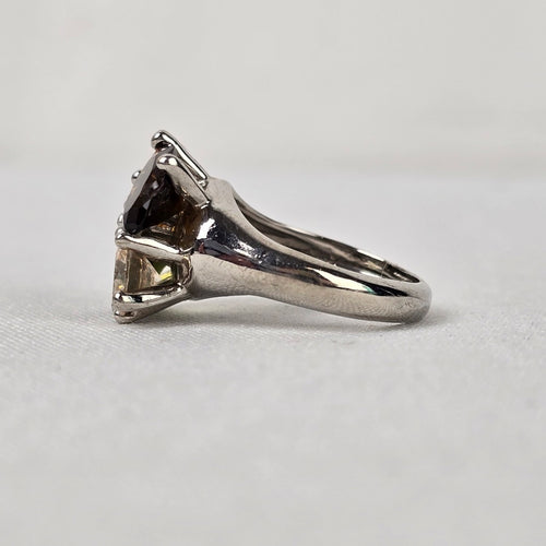 Silver Tone Colorful Crystal Stone Adjustable Ring Size 7-9