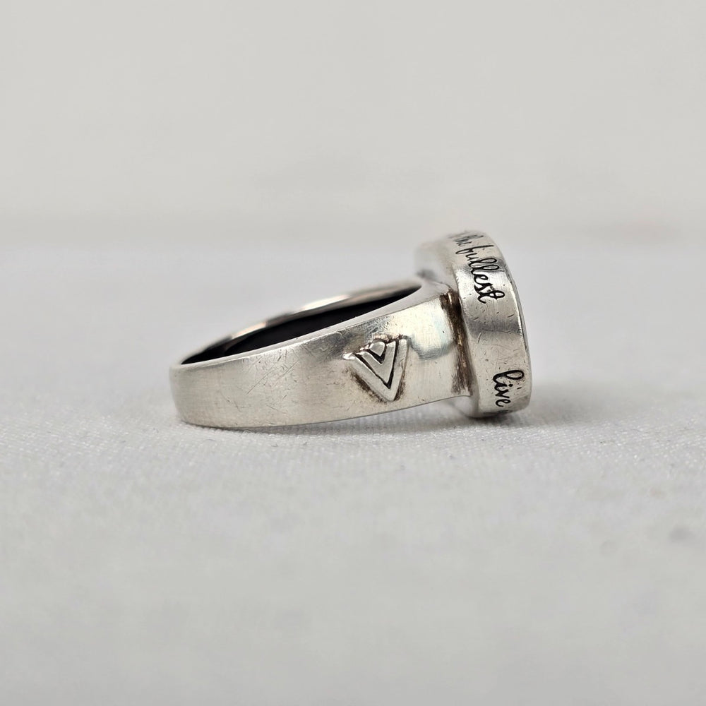 Silpada 925 Sterling Silver and Wood Live Your Life Ring Size 8