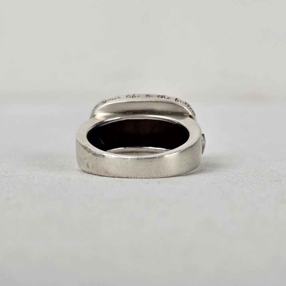 Silpada 925 Sterling Silver and Wood Live Your Life Ring Size 8