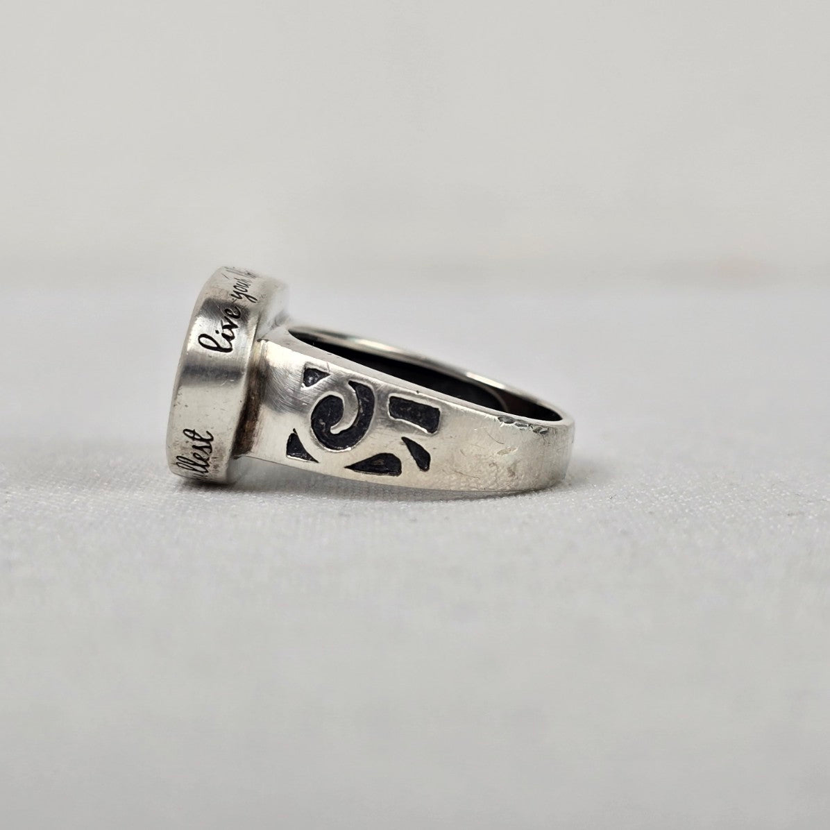 Silpada 925 Sterling Silver and Wood Live Your Life Ring Size 8