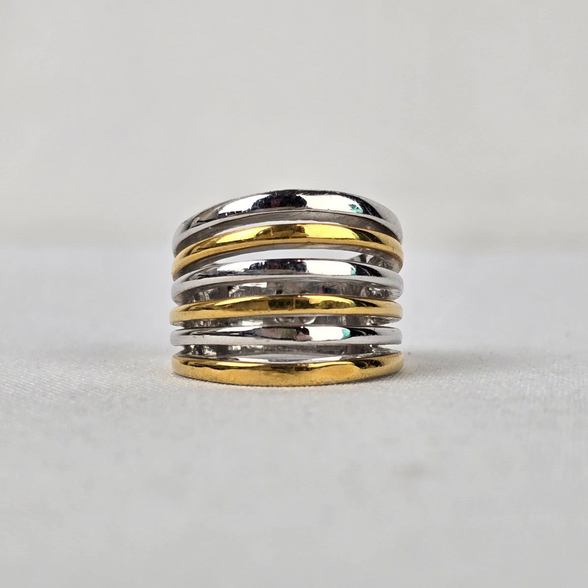 Lia Sophia Siler & Gold Tone Stacked Ring Size 8