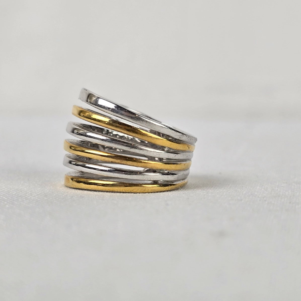 Lia Sophia Siler & Gold Tone Stacked Ring Size 8