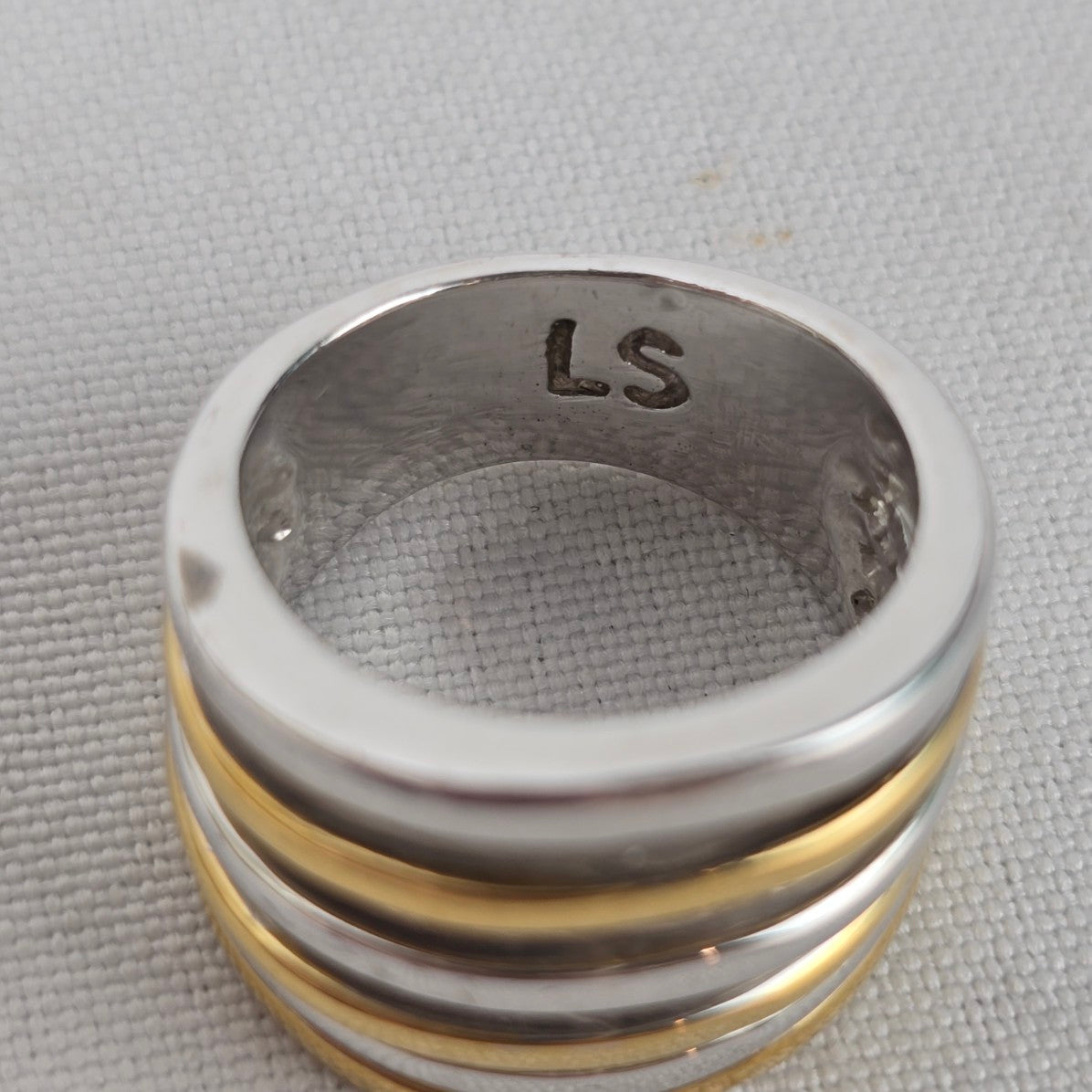 Lia Sophia Siler & Gold Tone Stacked Ring Size 8