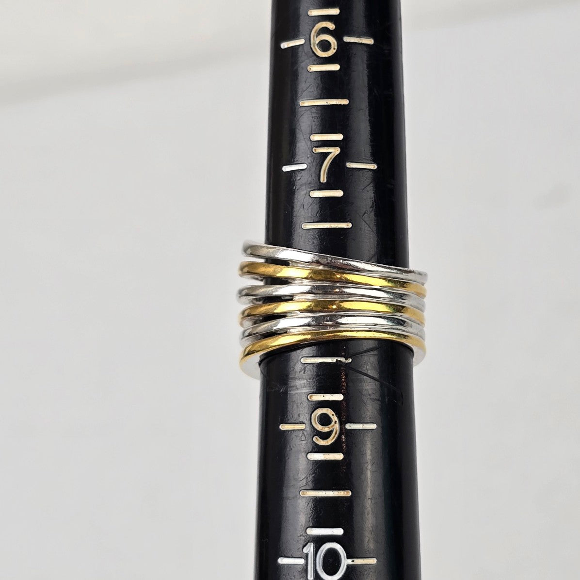 Lia Sophia Siler & Gold Tone Stacked Ring Size 8