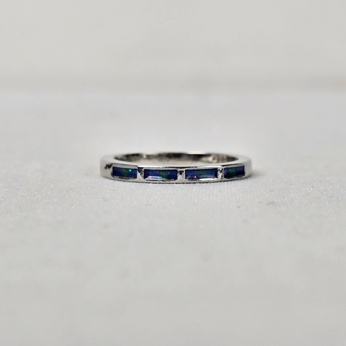 925 Sterling Silver Blue Delicate Stacking Ring Size 8