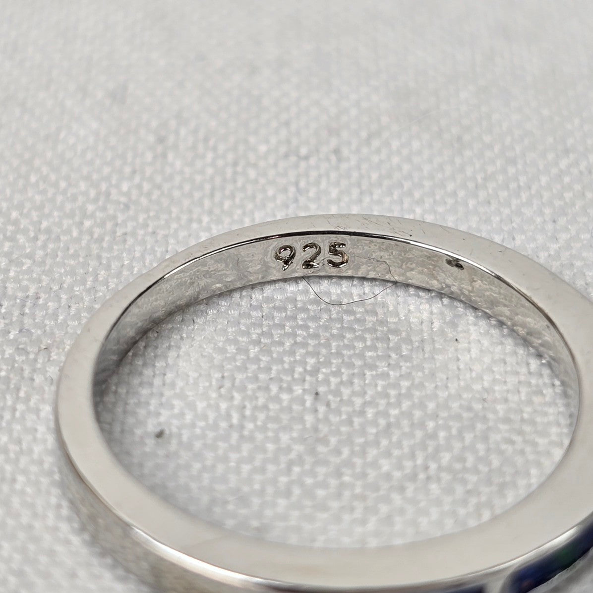 925 Sterling Silver Blue Delicate Stacking Ring Size 8