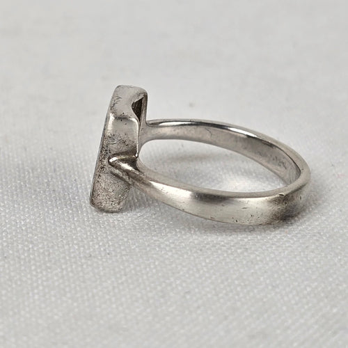 925 Sterling Silver Abalone Shell Square Ring Size 7