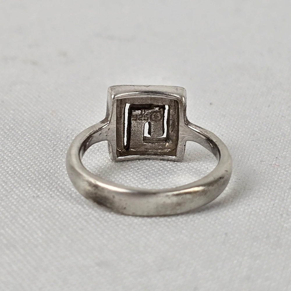 925 Sterling Silver Abalone Shell Square Ring Size 7