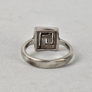 925 Sterling Silver Abalone Shell Square Ring Size 7