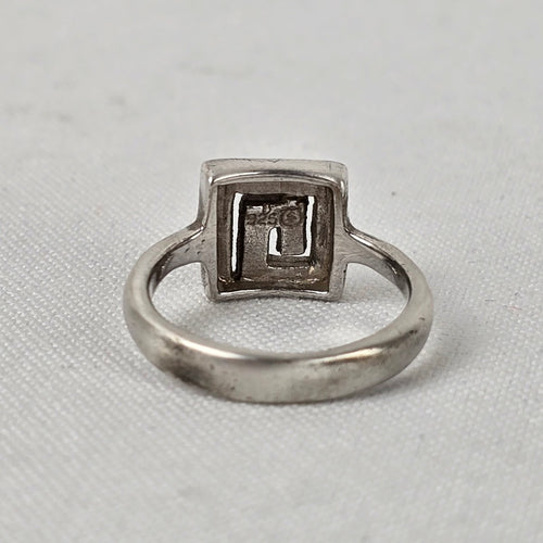925 Sterling Silver Abalone Shell Square Ring Size 7
