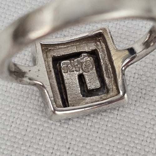 925 Sterling Silver Abalone Shell Square Ring Size 7