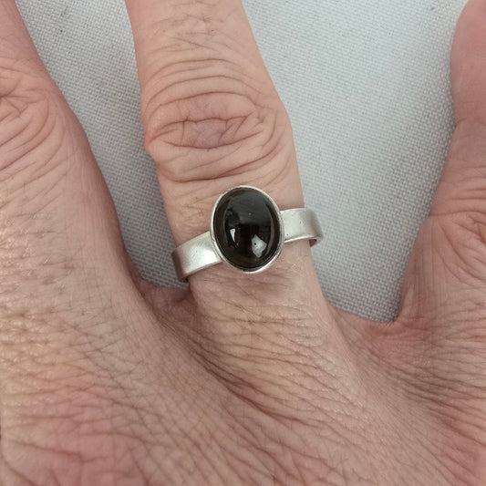 925 Sterling Silver Green Tourmaline Ring Size 8