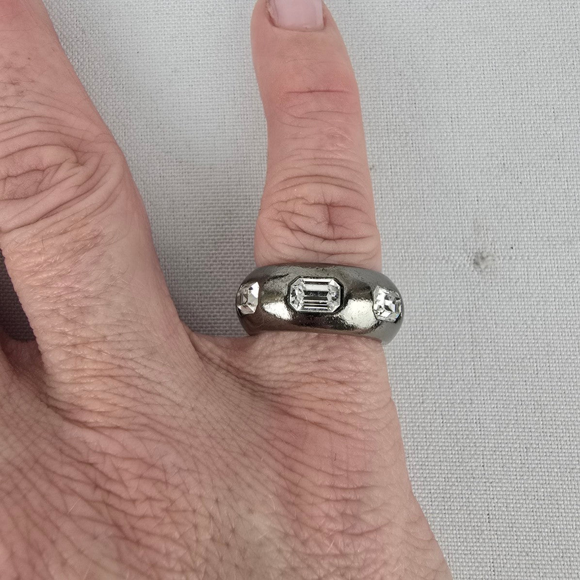 Dyrberg Kern Black Crystal Chucky Ring Size 5.5