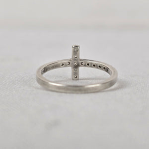 Stella & Dot 925 Sterling Silver CZ Crystal Cross Ring Size 6
