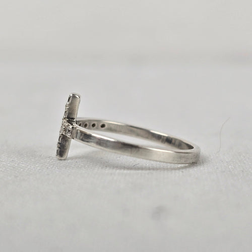 Stella & Dot 925 Sterling Silver CZ Crystal Cross Ring Size 6