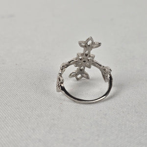 925 Sterling Silver Floral Cross Statement Ring Size 7