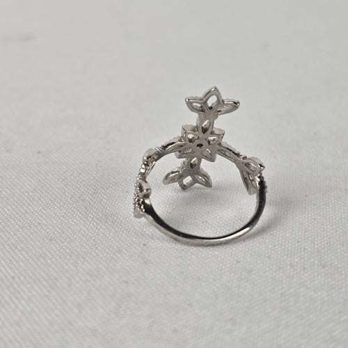 925 Sterling Silver Floral Cross Statement Ring Size 7