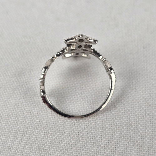 925 Sterling Silver Floral Cross Statement Ring Size 7