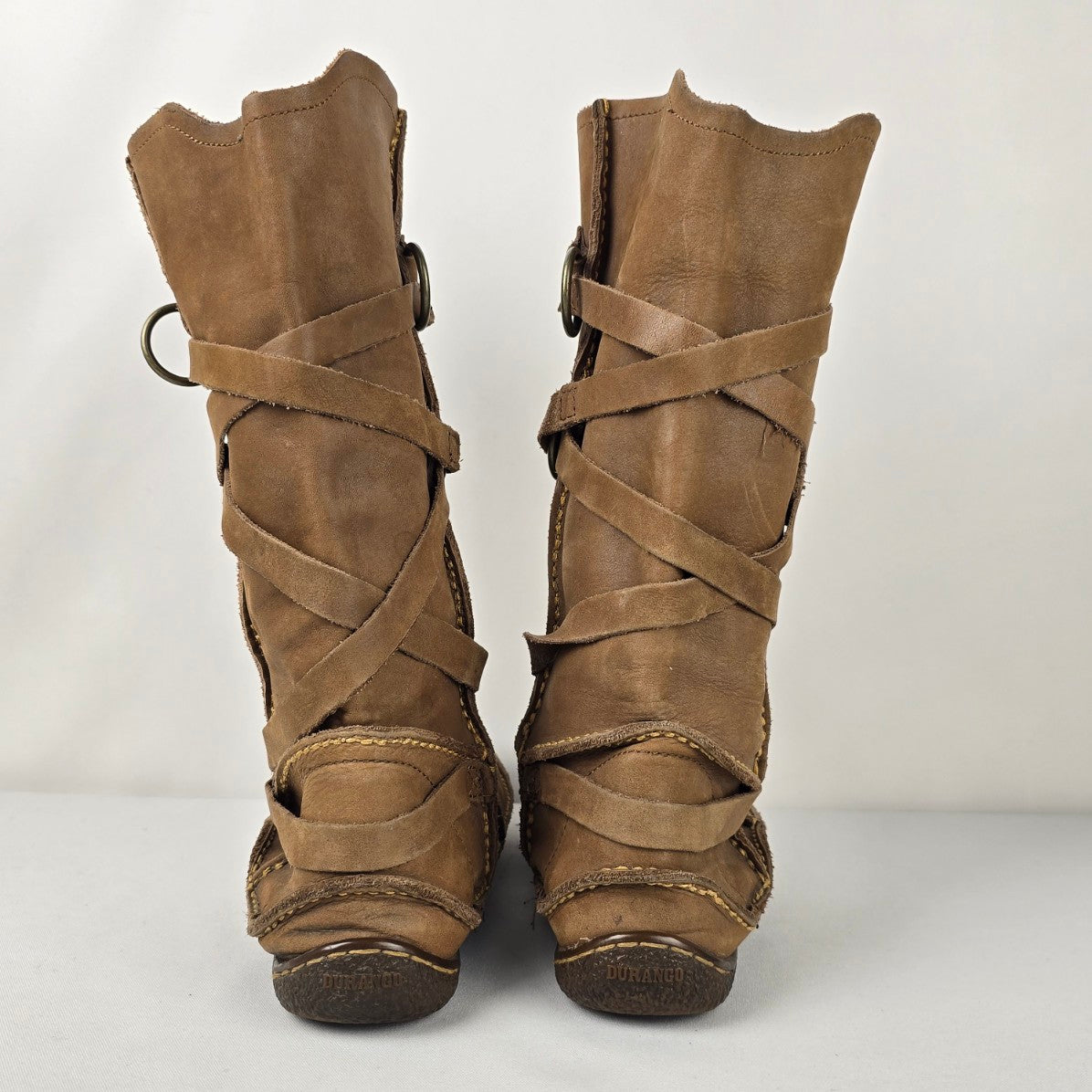 Durango Santa Fe Brown Leather Moccasin Boots Size 8