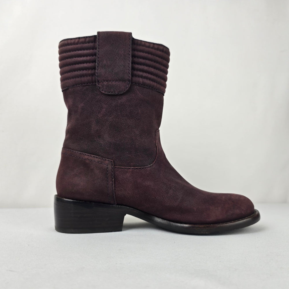 Marc Jacobs Burgundy Leather Moto Boots Size 6.5