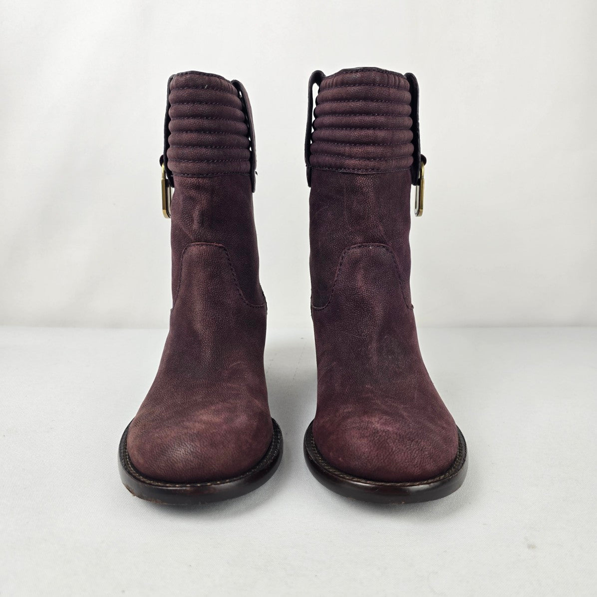 Marc Jacobs Burgundy Leather Moto Boots Size 6.5