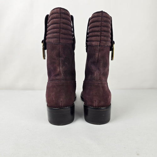 Marc Jacobs Burgundy Leather Moto Boots Size 6.5