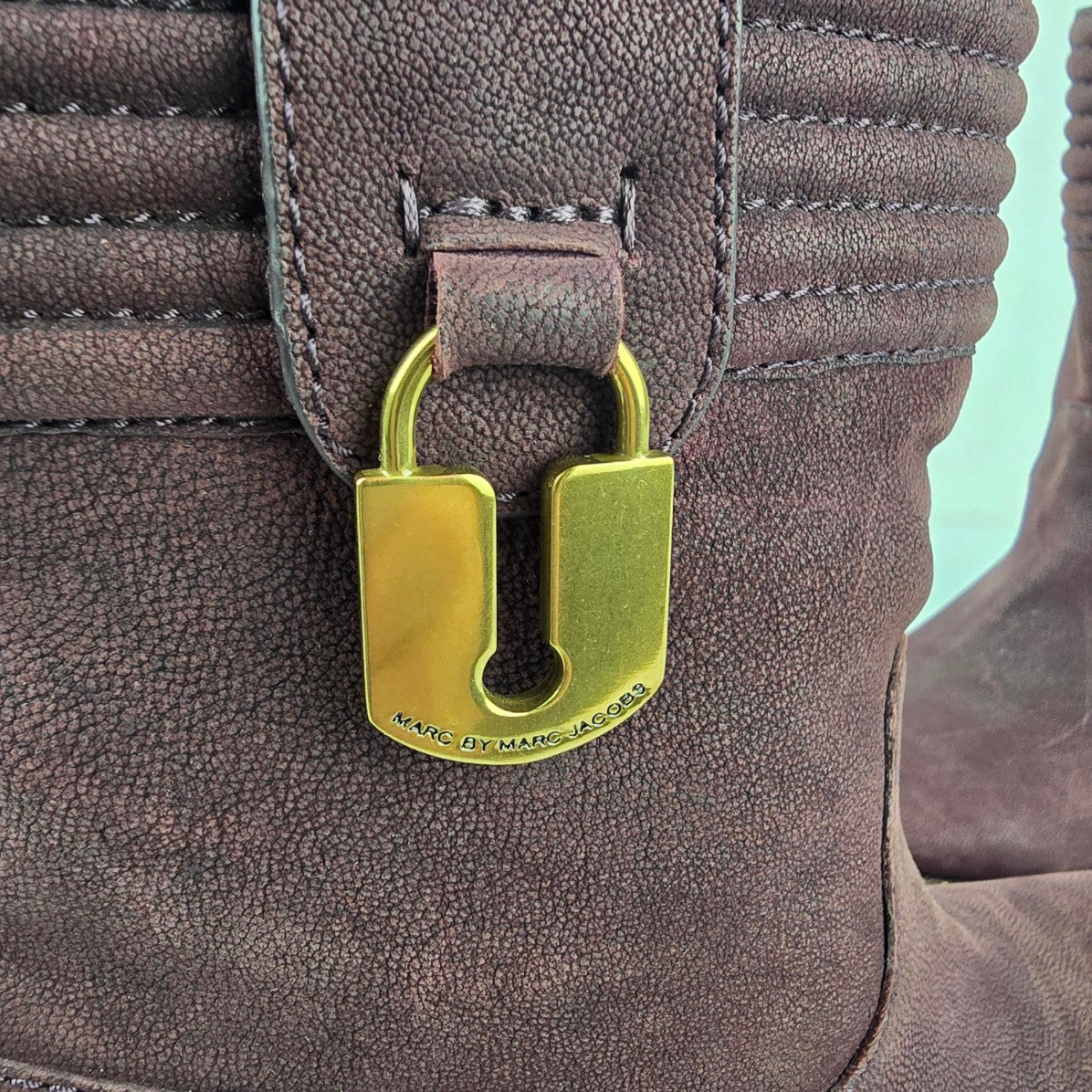 Marc Jacobs Burgundy Leather Moto Boots Size 6.5