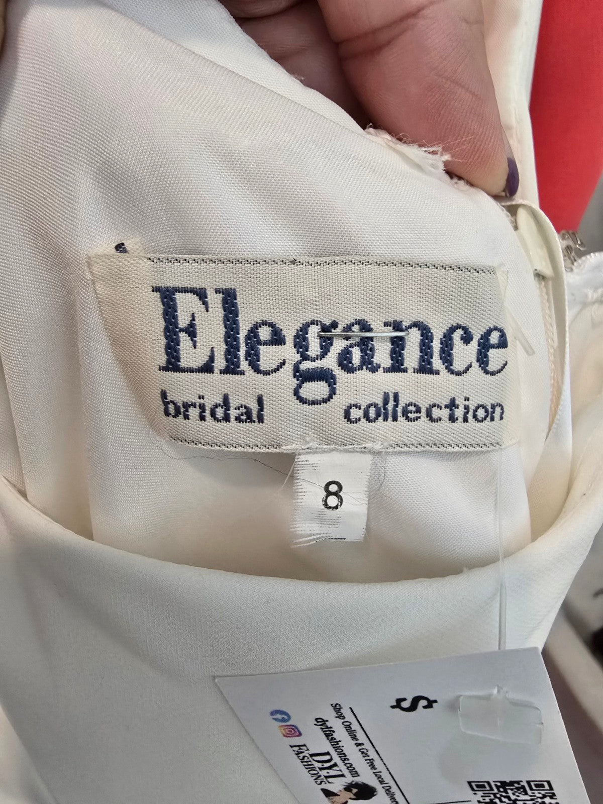 Vintage Elegance White Beaded Detail Wedding Dress Size 8