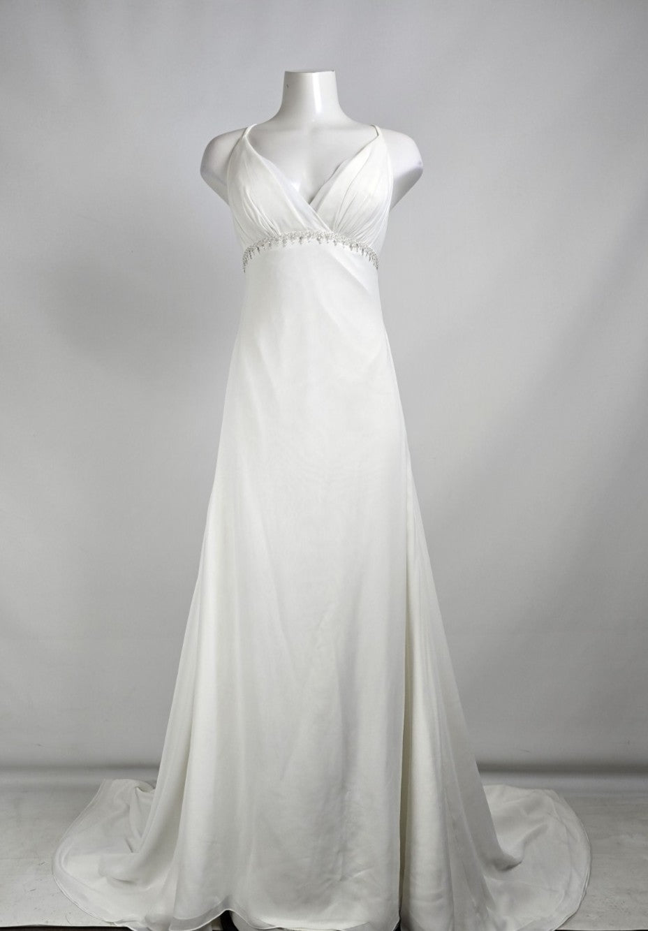 Vintage Elegance White Beaded Detail Wedding Dress Size 8