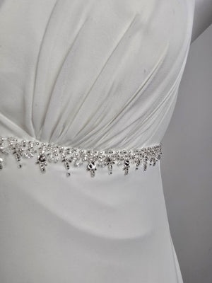 Vintage Elegance White Beaded Detail Wedding Dress Size 8