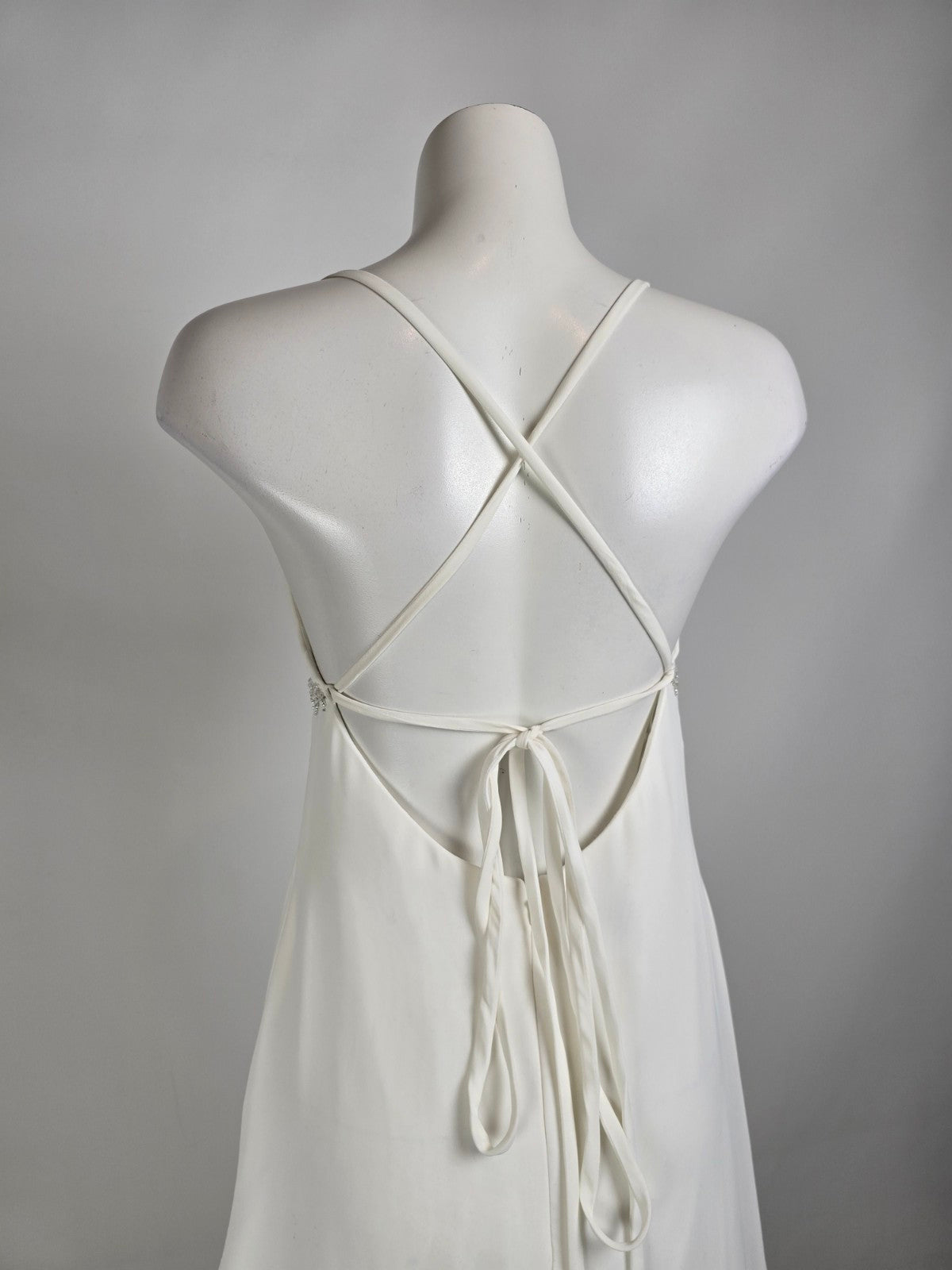 Vintage Elegance White Beaded Detail Wedding Dress Size 8