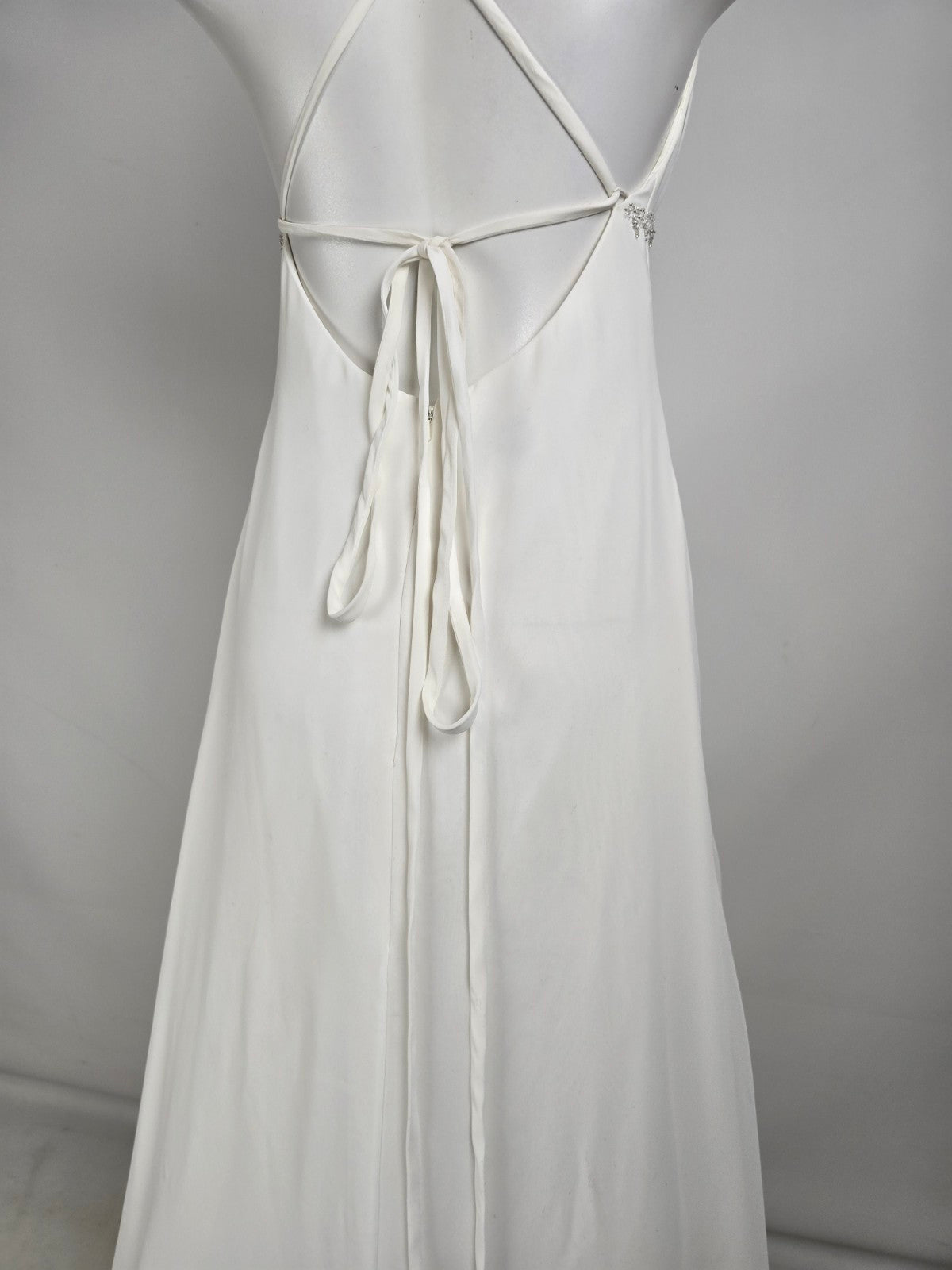 Vintage Elegance White Beaded Detail Wedding Dress Size 8