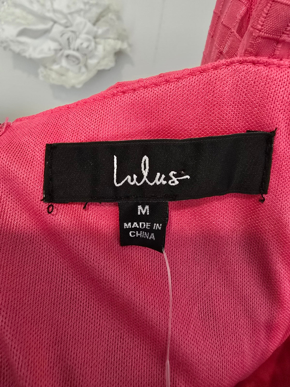 Lulus Hot Pink Gingham Burnout Fit & Flare Midi Dress Size M