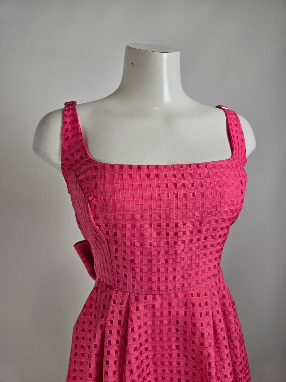 Lulus Hot Pink Gingham Burnout Fit & Flare Midi Dress Size M