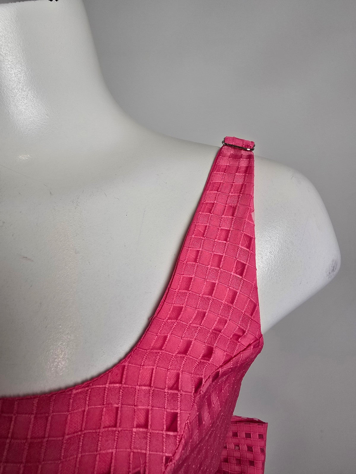 Lulus Hot Pink Gingham Burnout Fit & Flare Midi Dress Size M