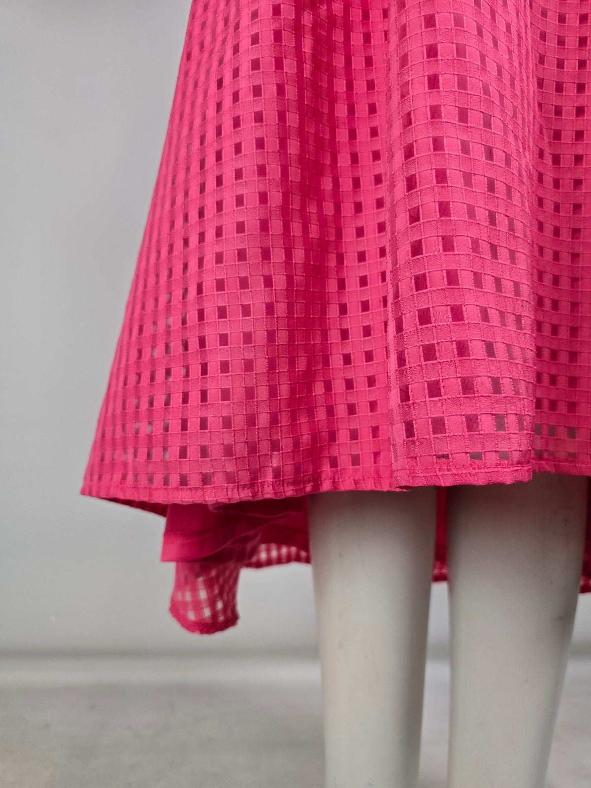 Lulus Hot Pink Gingham Burnout Fit & Flare Midi Dress Size M