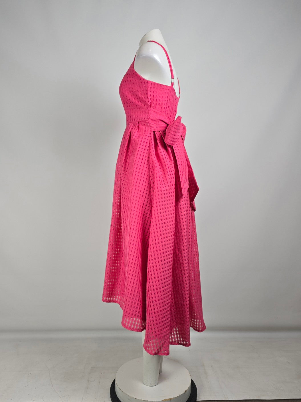 Lulus Hot Pink Gingham Burnout Fit & Flare Midi Dress Size M
