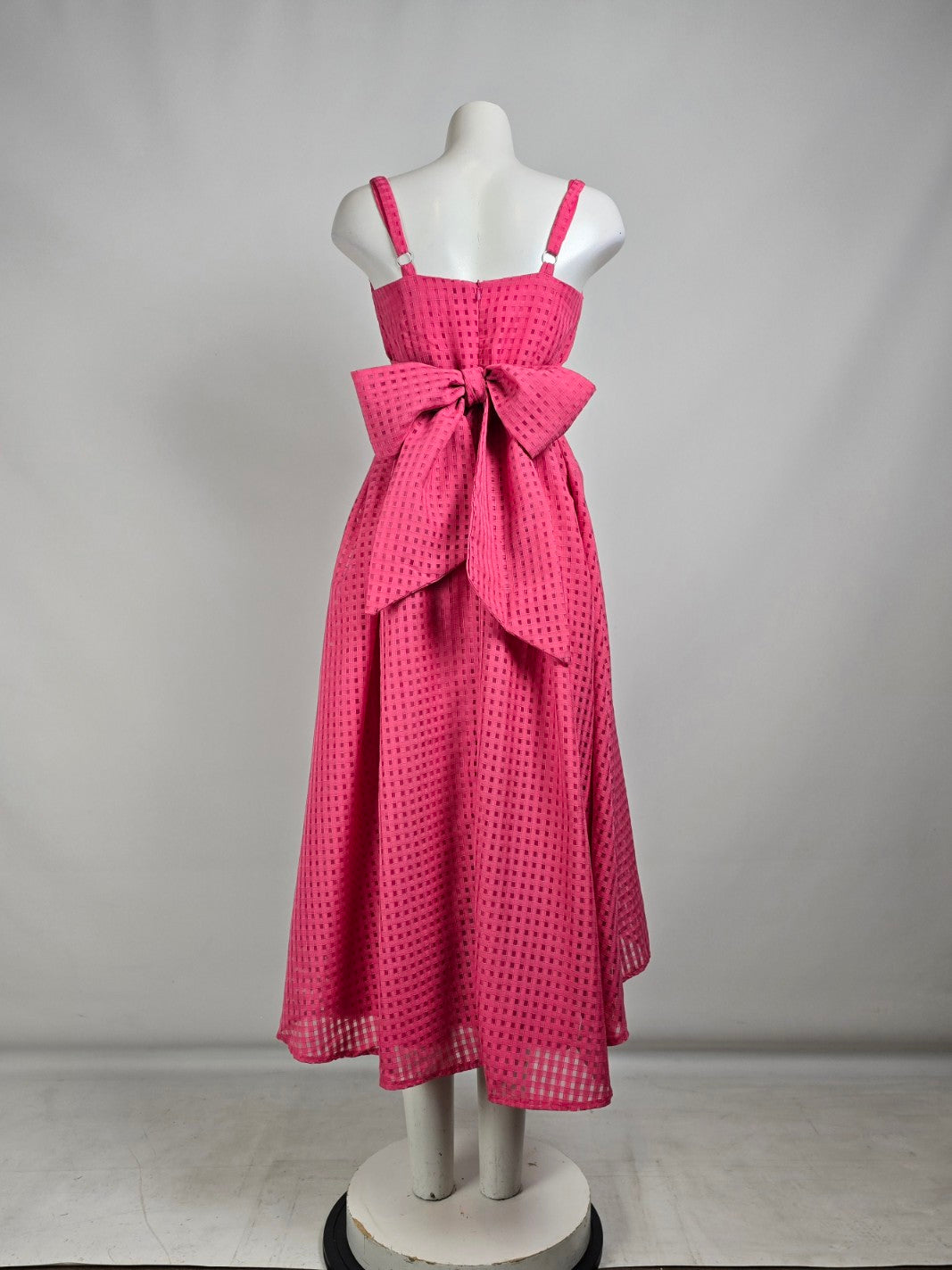 Lulus Hot Pink Gingham Burnout Fit & Flare Midi Dress Size M