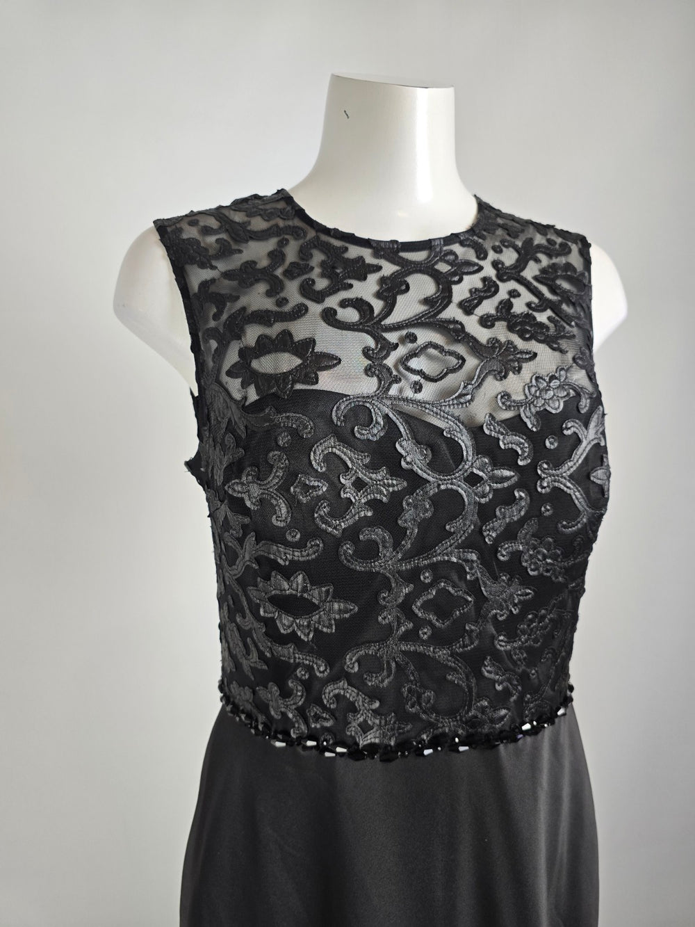 Sara Emanuel Black Lace Long Satin Gown Size 12