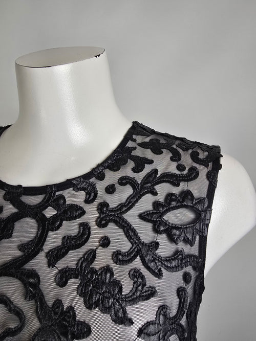 Sara Emanuel Black Lace Long Satin Gown Size 12