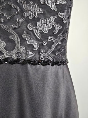 Sara Emanuel Black Lace Long Satin Gown Size 12
