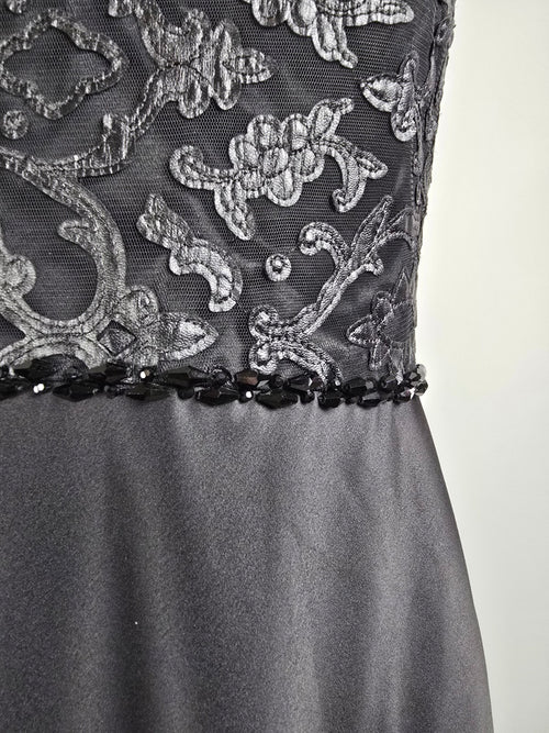 Sara Emanuel Black Lace Long Satin Gown Size 12