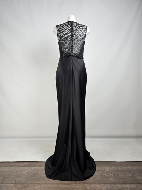 Sara Emanuel Black Lace Long Satin Gown Size 12