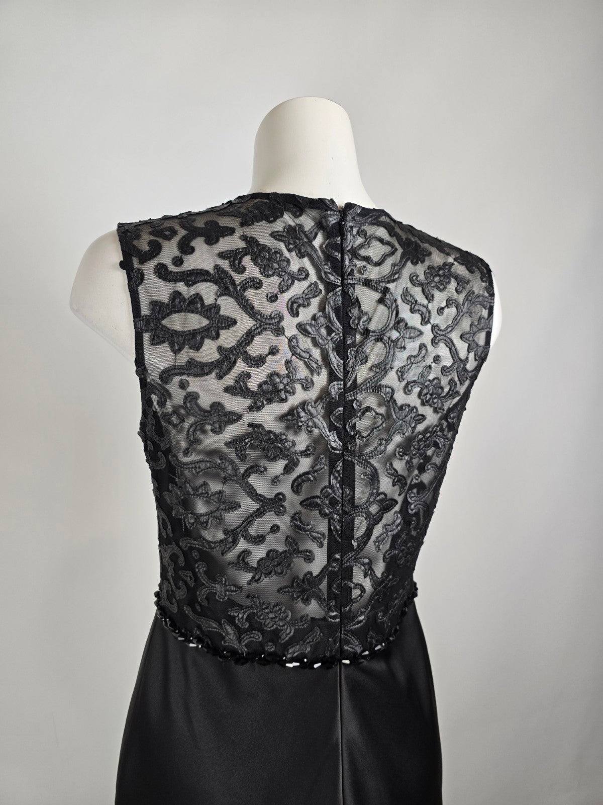 Sara Emanuel Black Lace Long Satin Gown Size 12