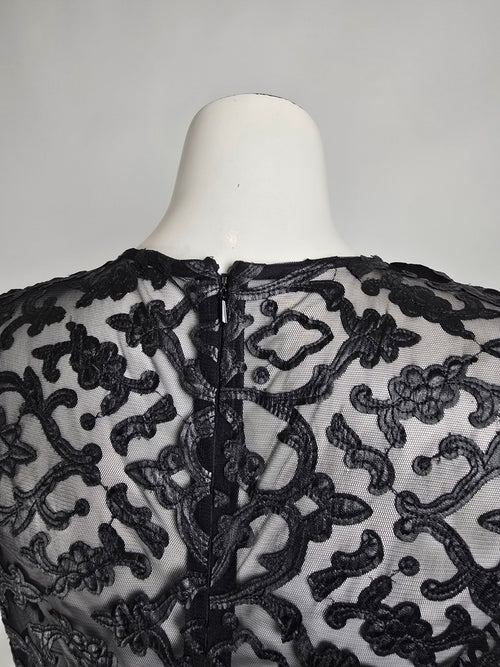 Sara Emanuel Black Lace Long Satin Gown Size 12