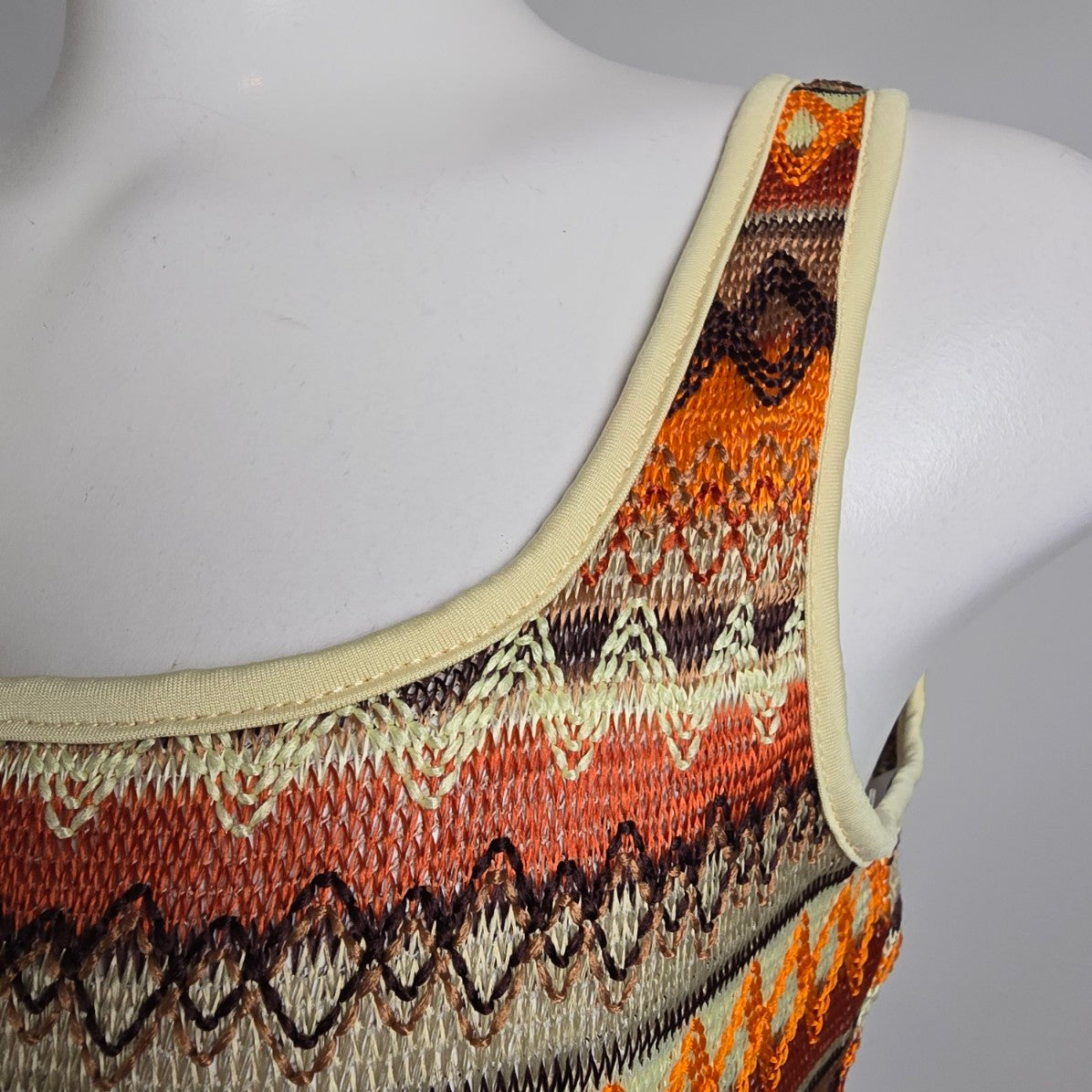 Brown & Orange Striped Knit Midi Dress Size M